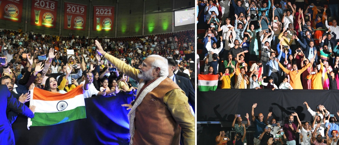  Prime Minister Shri. Narendra Modi addresses the Indian community in Munich.
